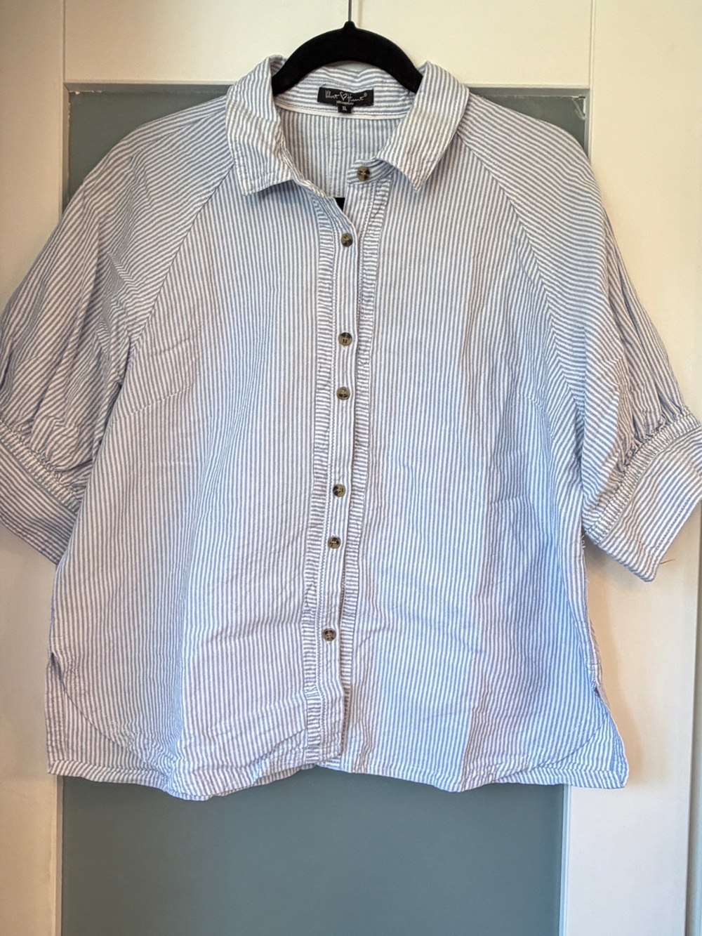 Velvet Heart Top with Blue and White Stripes